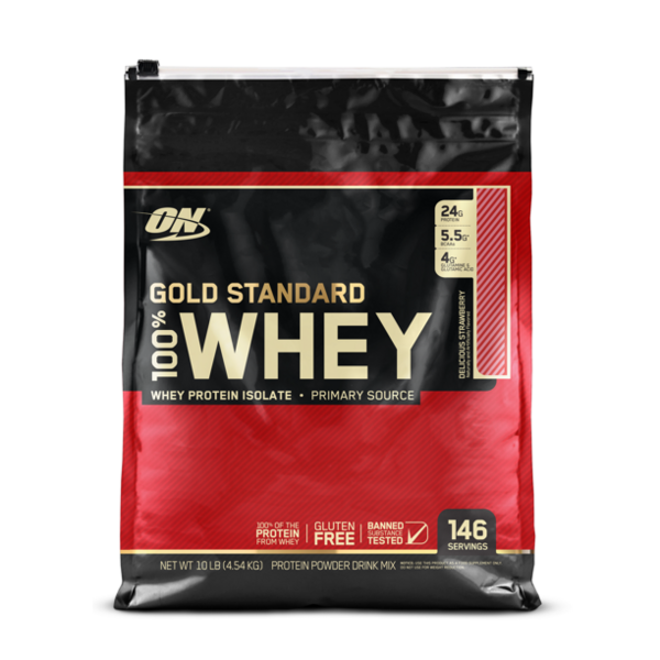 Optimum Nutrition Gold Std 100% Whey Del Strawberry 10lb 2/Cs